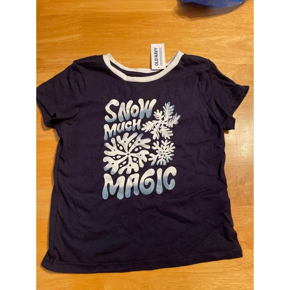 Old Navy Girls short sleeve tshirt Snow Much Magic Xs NWT